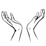 Hands drawing - To the sky - black and white