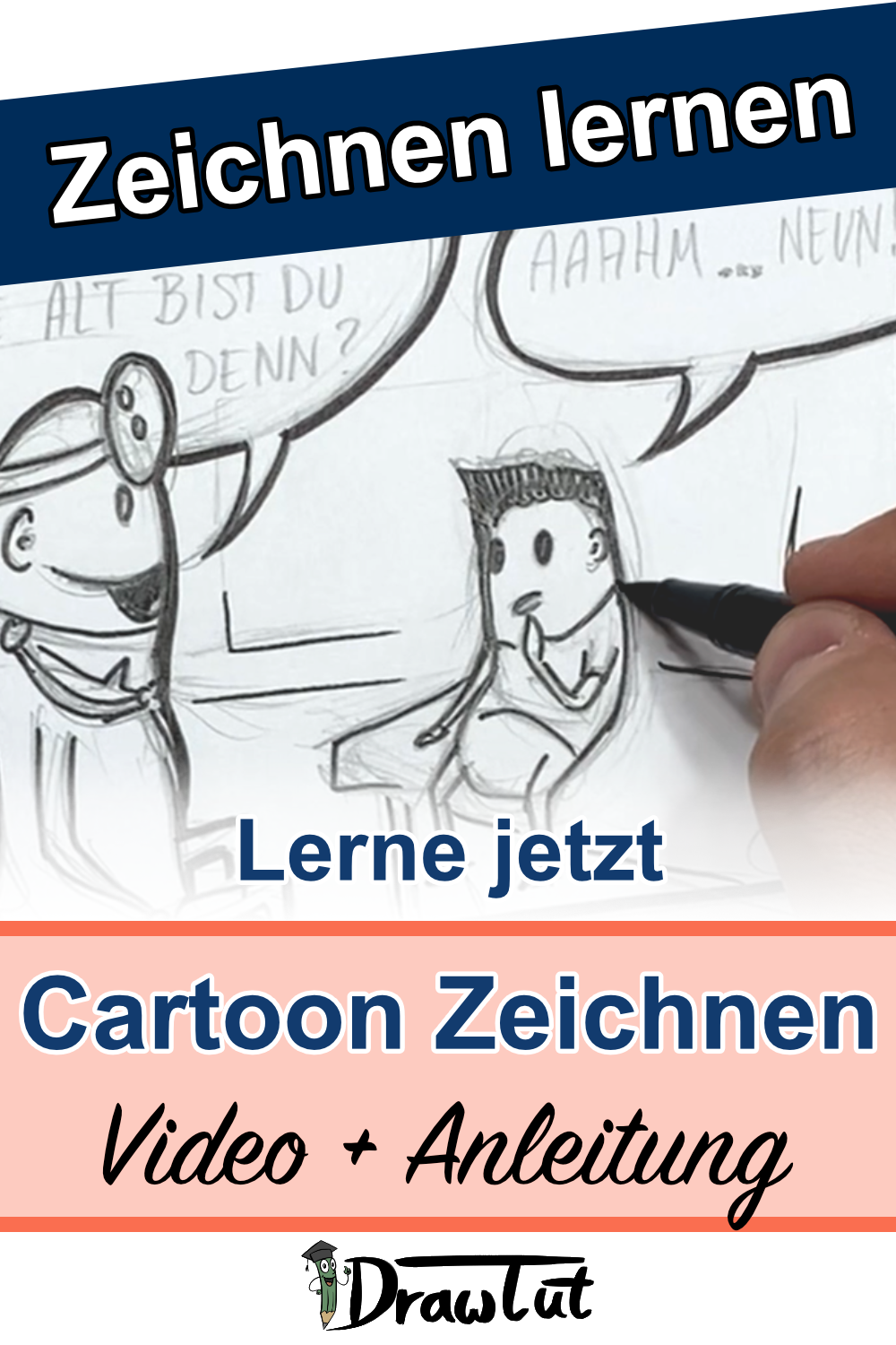 Lerne einen Cartoon zu zeichnen Schritt für Schritt Anleitung + Video