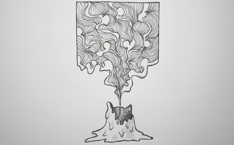 Finished candle and smoke drawing