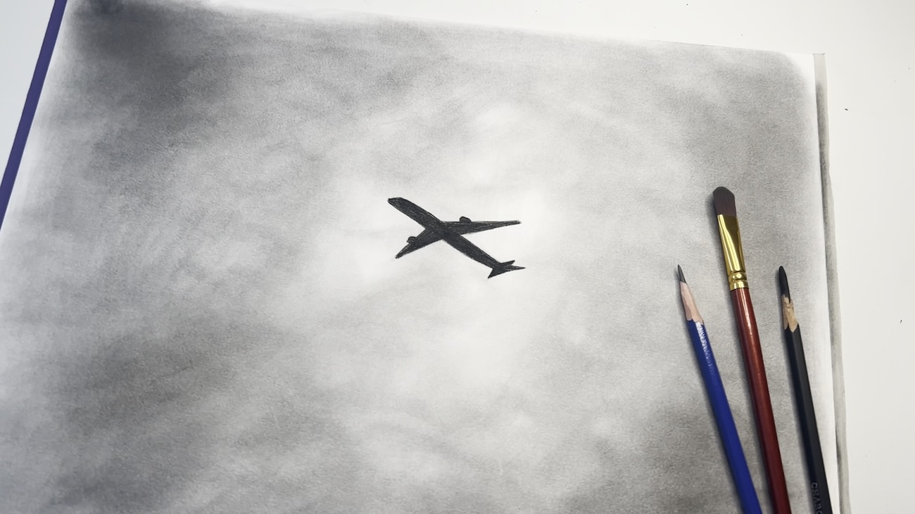 Flugzeug in Wolken zeichnen