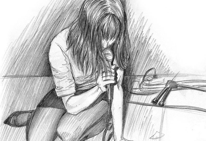 Bleistiftzeichnung Sängerin