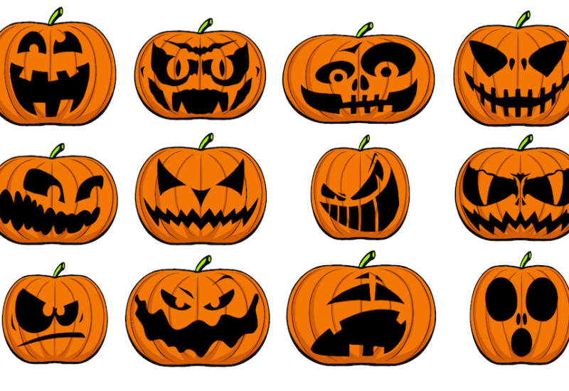 Halloween Kürbis schnitzen Vorlagen und Ausmalbilder