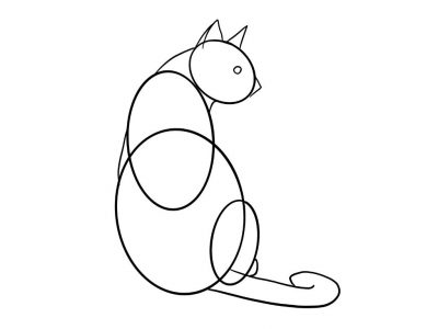 Katze von Hinten zeichnen - Grundgerüst