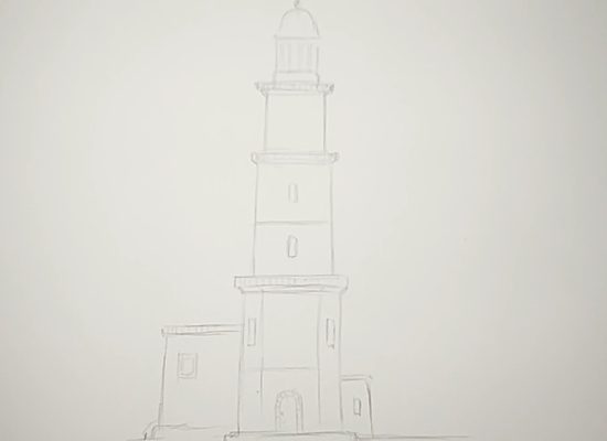 Leuchtturm Malen Schritt 2 - Skizze erstellen